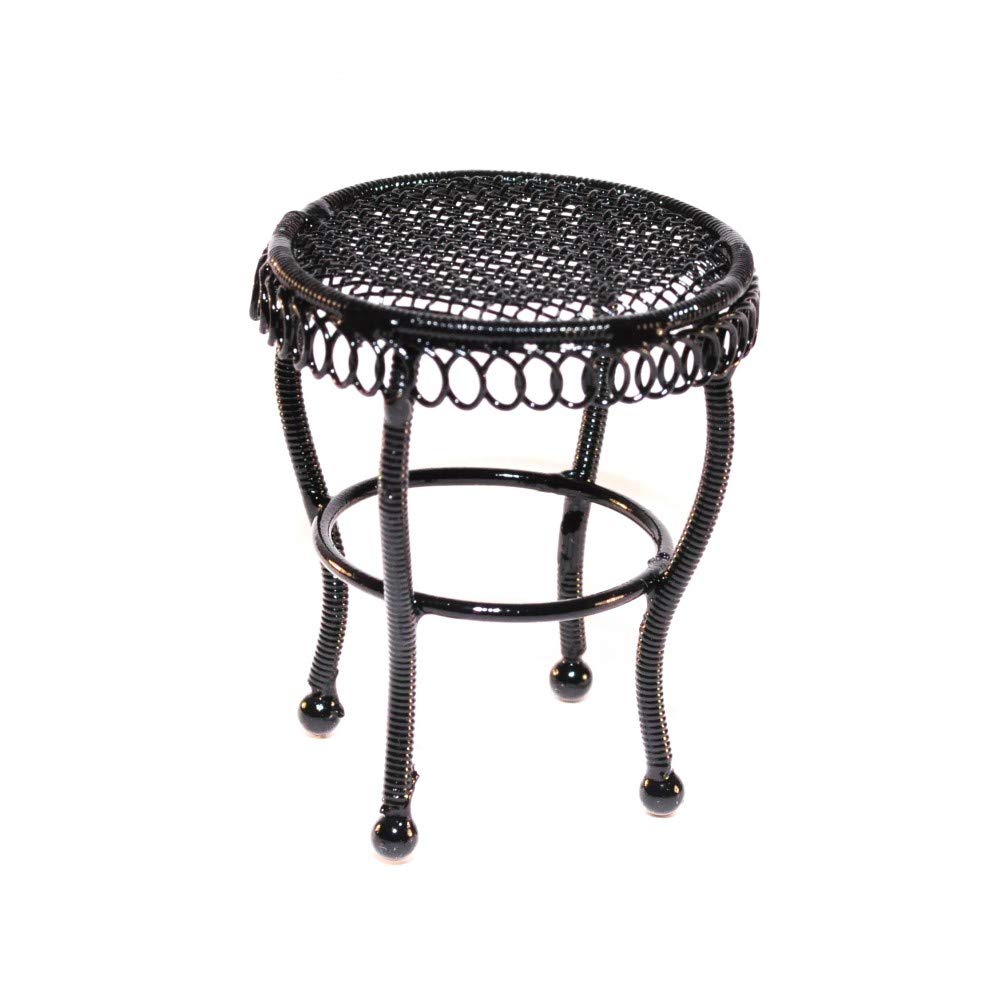 Melody Jane Dollhouse Black Wire Wrought Iron Garden Side Table Miniature Patio Furniture