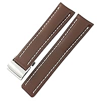 Genuine Leather Watchband 22mm 24mm Fit for Breitling Premier Navitimer Black Blue Brown Folding Clasp Soft Cowhide Watch Strap