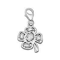 0.15 CTW Natural Diamond Polki Flower Charm Pendant 925 Sterling Silver Platinum Plated Slice Diamond Jewelry