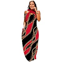 DinyIn Women's Plus Size Summer African Dresses 2024 Casual Stripe Maxi Dresses Loose V-Neck Sundress with Sleeves