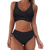 Women's Slimming and Shielding Two Swimsuit for Women with Straps Bright Bikini Bottoms