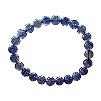 8mm Natural Iolite Cordierite Gemstone Crystal Clear Round Beads Women Men Bracelet AAAA