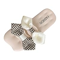 Sparkly Sandals for Girls Children Slippers Fashion Front And Back Double Bow Plaid Girl Slippers Girl Slippers Size 3
