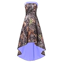 High Low Camo Bridesmaid Prom Dress Wedding Party Reception Gowns