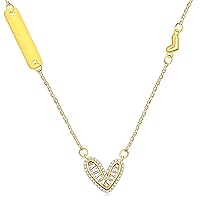 Uloveido Women's Personalized Engraving Gold Plated Cubic Zirconia Heart Necklace | 18k Gold Plated Cute Dainty Love Pendant Necklaces for Girlfriend, Sisters