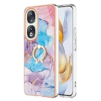 XYX Case Compatible with Honor 90 5G, Sparkling Marble TPU IMD Bumper Hybrid Protective Phone Cover with 360 Rotating Ring Kickstand for Honor 90 5G, Blue Milky Way