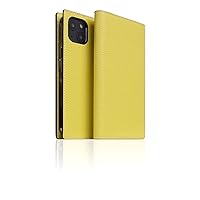 SLG Leather Wallet Case Compatible with iPhone 14 Plus, D8 Neon Full Grain Leather Diary Flip Cover Card Slot Holder with Gift Box, Handmade and Designed for iPhone 14 Plus (Lemon)