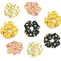 8 Pieces Colorful Pineapple Printed Cloth Elastic Hair Scrunchies Hair Bands Ties Ponytail Holder with Excellent Elasticity and Resilience for thick Thin Long or Short Hair (Random Color)