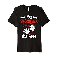 My Valentine Has Paws Teens Kids Funny Dog Sayings Premium T-Shirt