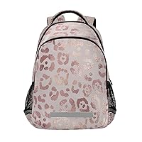 ALAZA Rose Gold Leopard Print Pink Backpacks Travel Laptop Daypack School Book Bag for Men Women Teens Kids