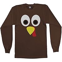 Threadrock Men's Thanksgiving Turkey Face Long Sleeve T-Shirt