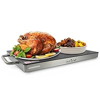 NutriChef Stainless Warming Hot Plate - Keep Food Warm w/ Portable Electric Food Tray Dish Warmer w/ Black Glass Top, For Restaurant, Parties, Buffet Serving, Table or Countertop Use - AZPKWTR30