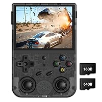 RG353VS Handheld Game Console with 15000 Games, 64G 3.5 Inch Arcade Retro Portable Game Console - Transparent Black