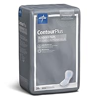 Medline ContourPlus Bladder Control Incontinence Pads, Moderate Absorbency, 5.5