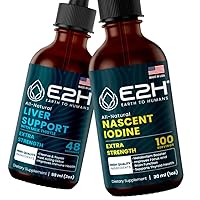 E2H: Liver Support Supplement (2 Fl Oz) and Liquid Nascend Iodine (1 Fl Oz) | Vegan, Non-GMO - (3 Fl Oz Total) - Bundle