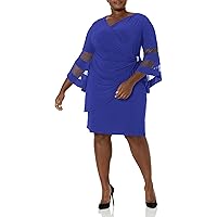 R&M Richards Womens Plus Gathered Surplice Wrap Dress