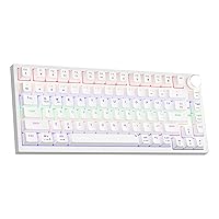 Newmen GM326 75% Mechanical Gaming Keyboard, 82 Keys Gasket Hot Swappable Wired Mechanical Keyboard with Rainbow LED Backlit NKRO Compact Gaming Keyboard with Knob for Windows and Mac(Red Switches)