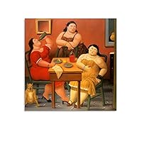 Three Women Drinking by Fernando Botero Painting Art Wall Art Poster Scroll Canvas Painting Picture Living Room Decor Home Framed/Unframed 16x16inch(40x40cm)