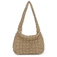 Puffer Quilted Carryall Bag,Quilted Shoulder Bag,Puffy Tote Bag Purse,Large Nylon Hobo Handbag