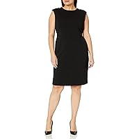 London Times Women's Extended Shoulder Faux Snap Sheath Dress