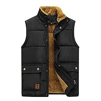 Vest Men,Unisex Winter Warm Outdoor Padded Puffer Vest Thick Sherpa Lined Sleeveless Jacket Outerware