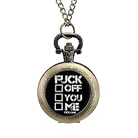 Fuck You Me Off Vintage Pocket Watch Arabic Numerals Scale Quartz with Chain Christmas Birthday Gifts