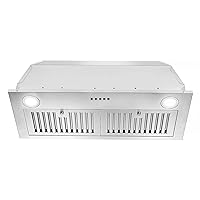 Range Hood Insert 30 inch,Stainless Steel Kitchen Vent Hood 600CFM,Built-in Kitchen Stove Hood w/Front Button Controls and Front LED Lights,Baffle Filters,Ducted/ductless Convertible Duct