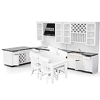 Minimalist Kitchen Furniture Cabinet Table Chair Sets Modern Home Style for Dollhouse 1:12 Scale