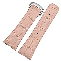 Genuine Leather Watch Strap for Omega Constellation Double Eagle Series Men Women 17mm 23mm Watchband (Color : Pink, Size : 17mm Rosegold)