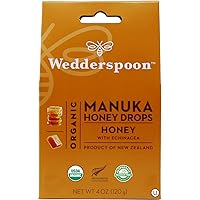 Wedderspoon Organic Manuka Honey Drops, Honey & Echinacea, 20 Count (Pack of 1) | Genuine New Zealand Honey | Perfect Remedy For Dry Throats