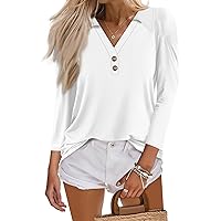 Working Long Sleeve Independence Day Shirt Lady Elegant Curved Hem V Neck Cotton Polo Teen Girls Slim Fit White S