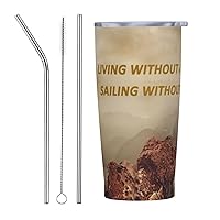 20 oz Stainless Steel Tumbler with Straw Inspirational Quotes Printed Travel Mug Insulated Car Cup Stainless Vacuum Water Bottle for Gifts Office Coffee Mug