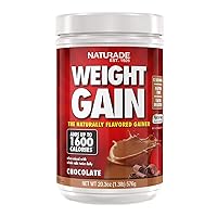 Naturade Natural Weight Gain Drink Mix - Gluten Free, Delicious Taste, 1600 Calories per Servings - Mass Gainer w/Carbohydrates & Protein - Chocolate, 20.3 oz - 12 Servings (Pack of 12)