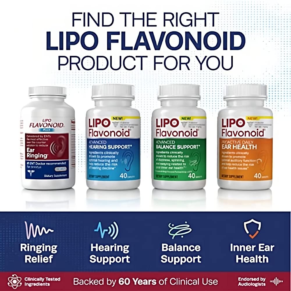 Lipo Flavonoid Plus, Tinnitus Relief For Ringing Ears, OTC Flavonoid Ear Health Vitamins, Bioflavonoids & Vitamin C, 100 Caplets