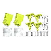 2 Swing Set Brackets and 4 Swing Hangers for Wooden Sets Heavy Duty Swingset Hardware Swing Set Parts Outdoor Swing Set Accessories with Locking Hooks for Porch, Patio, Playground Indoor/Outdo
