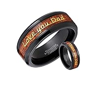 Metal Masters Co. Men's Tungsten Carbide Ring Band Love you Thank you Dad Father's Day Carbon Fiber Inlay 8MM