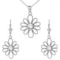 DESIGNER MILGRAIN FLOWER PENDANT NECKLACE SET IN STERLING SILVER - Pendant/Necklace Option: Pendant With 16