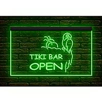 170002 Open Tiki Bar Parrot Pub Beer Happy Hour Display LED Night Light Neon Sign (16