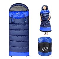 0 Degree Wearable Sleeping Bag for Adults Compact Lightweight Cold Weather Mummy Sleeping Bags for 2-3 Season Camping Backpacking, Fits 5°F ~ 50°F, 4.3lbs More Warmer