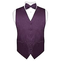 Men's Paisley Design Dress Vest & Bow Tie SILVER Grey Color BOWTie Set