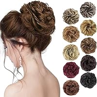 MORICA 1PCS Messy Hair Bun Hair Scrunchies Extension Curly Wavy Messy Synthetic Chignon for Women (Light Golden Brown 12#)