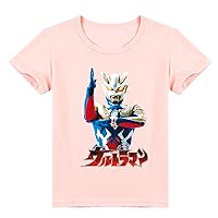 Boy Girls Summer Crew Neck Tee Shirt Short Sleeve T Shirt Ultraman Graphic Lightweight Pullover Tops