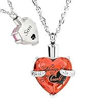 misyou Glass Cremation Jewelry Always in My Heart Birthstone Pendant Urn Necklace Ashes Holder Keepsake (Son)