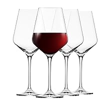 Krosno Red Wine Glasses Set of 4 | 16.6 oz | Avant-Garde Collection | Crystal Glass Thin Rim Long Stem Unique Elegant Premium | Dishwasher Safe | Made in Europe