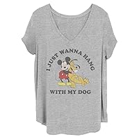 Disney Women's Classic Mickey Dog Lover Junior's Plus Short Sleeve Tee Shirt