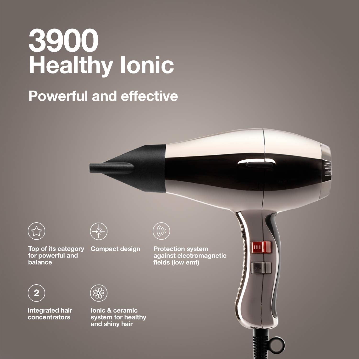 Elchim 3900 Healthy & Light Ionic Professional Dryers, Lightweight with 2 Concentrators Included, Multiple Color Options