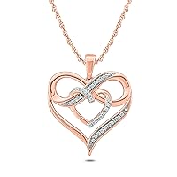 Cali Trove 1/10cttw Diamond Accent Double Heart with Infinity Sign Pendant for Women, with Metal color option of White, Rose or Yellow Gold, Women's Infinity Double Heart Necklace with Diamonds, 18
