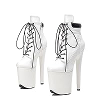 Womens Platform Stiletto Heels Ankle Boots,Plus-size 8Inch High Heels Booties Shoes,Pole Dancing Stripper Clubwear Party Boots Shoe