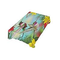 Hummingbird Tablecloth Rectangle 60 x 120 inch,Flower Bird Table Cloth,Polyester Farbic Waterproof Anti Wrinkle Resistant for Wedding, Party, Restaurant,Farmhouse