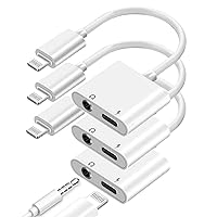 3 Pack [Apple MFi Certified] iPhone Headphone Adapter, 2 in 1 Lightning to 3.5 mm Aux Audio and Charge Jack Splitter Adapter Dongle for iPhone 14 13 12 11 Pro Max XS XR X 8 7 6 iPad, Support iOS 16
